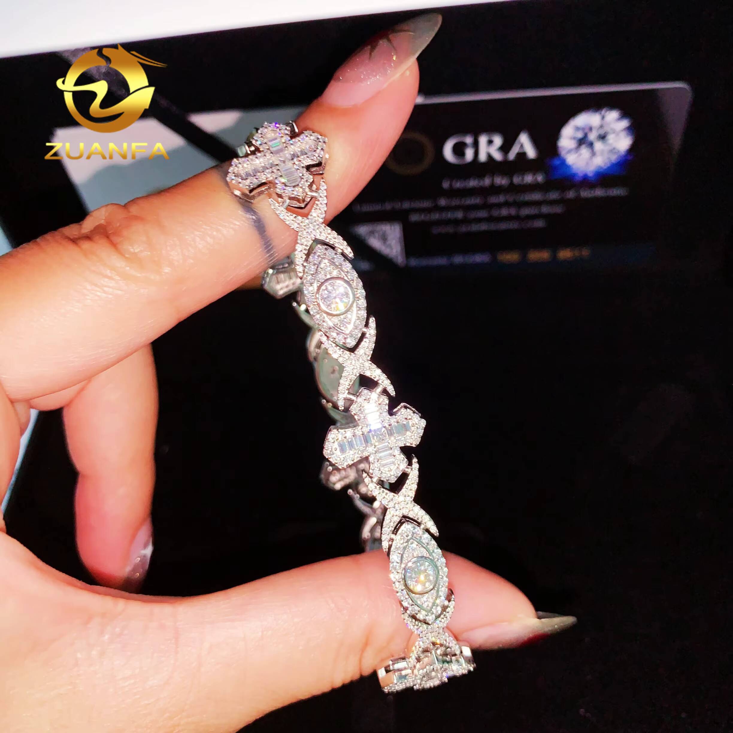 Cross Evil Eyes Moissanite Cross Necklace Bracelet Infinity Cuban Link Chain Moissanite Cuban Link Bracelet