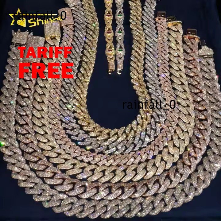 RTS Hot Selling Pass Diamond Tester 925 Silver 6mm 8mm 10mm Two Rows Iced Out Hip Hop VVS Moissanite Diamond Cuban Link Chain