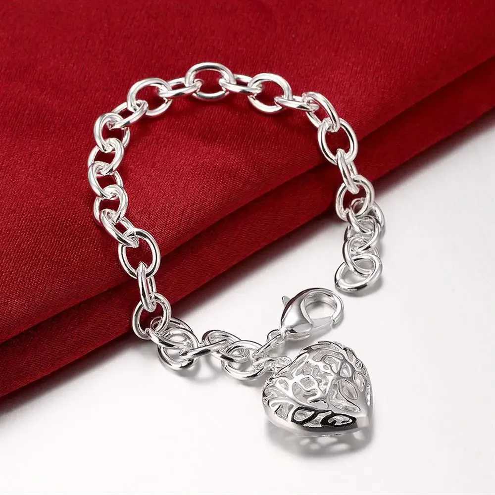 Romantic and beautiful hollow heart chain 925 sterling silver bracelet popular and exquisite jewelry for women wedding and Christmas gifts Y250329