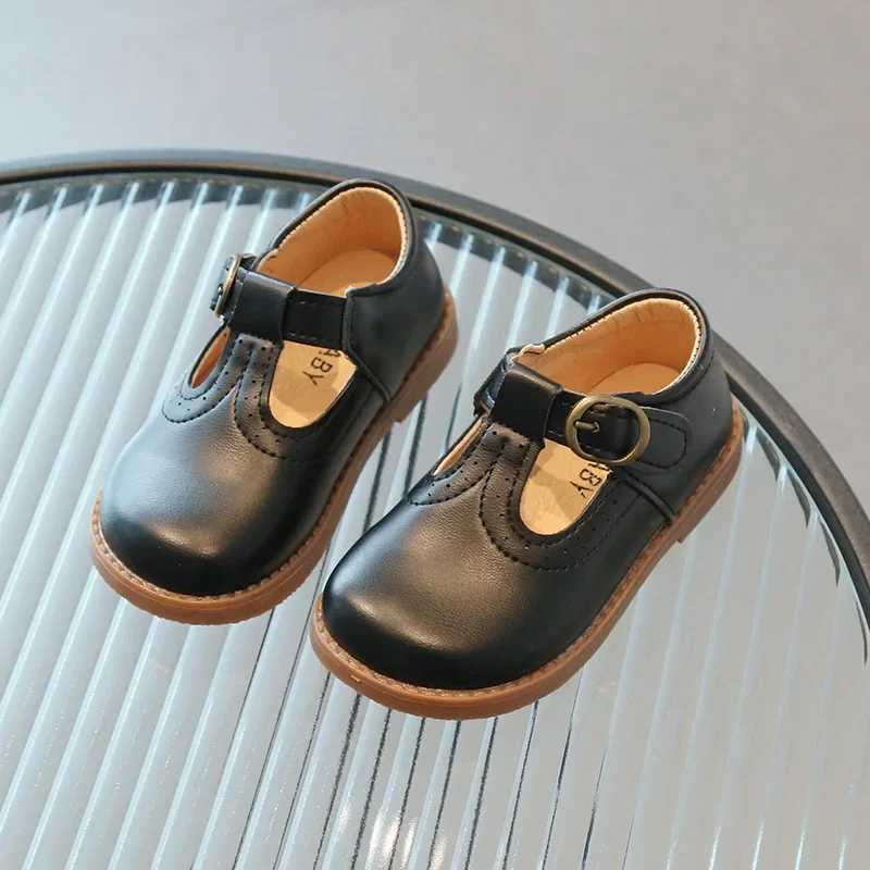 Spring Autumn Boy Leather Shoe Fashion Vintage Girls Flat Shoes Tstrap Children School Mary Janes Soft Soled Kids Single ShoesT251101