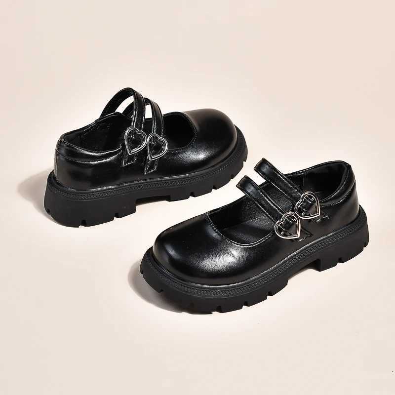 Girls Leather Shoes for Party Wedding Glossy Matte Children Performance Shoes with Love Big Kids Princess Mary Jane Shoes 2024T251101