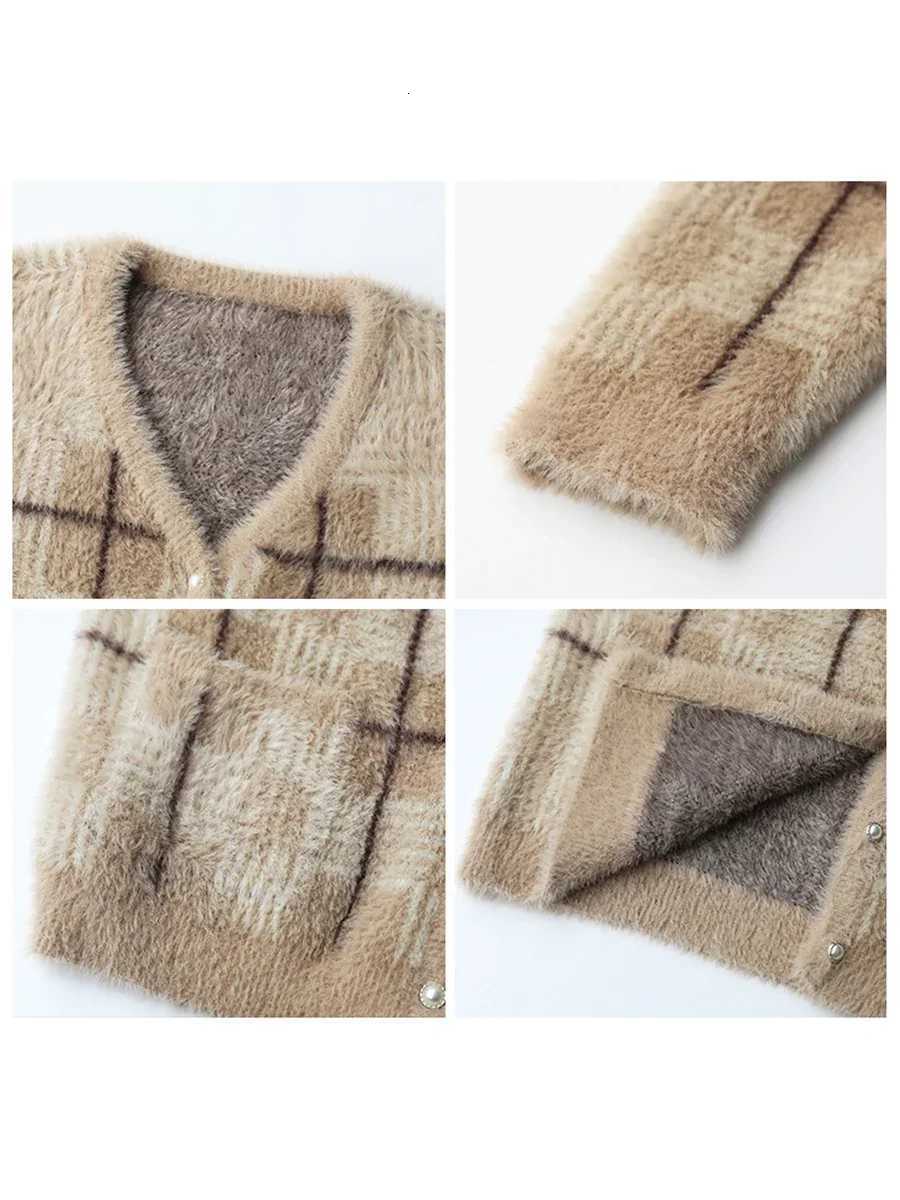 CHIC VEN Womens Cardigan Single Breasted New Vintage Plaid Sweater Soft Woman Jumpers Female Top Winter Autumn 2023T251101