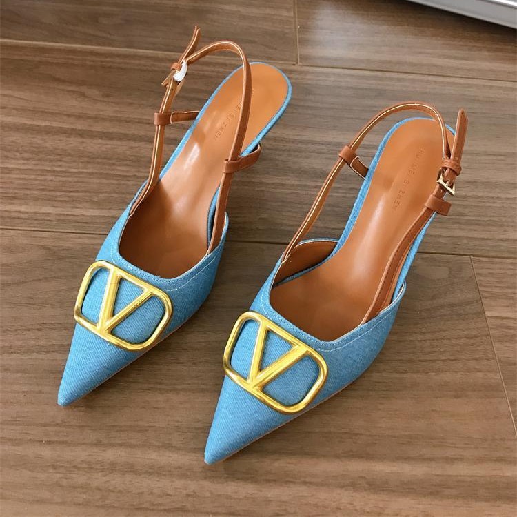 free shipping designer sandals women slippers slides womens blue denim indoor outdoor casual shoe trainers sneakers 2025