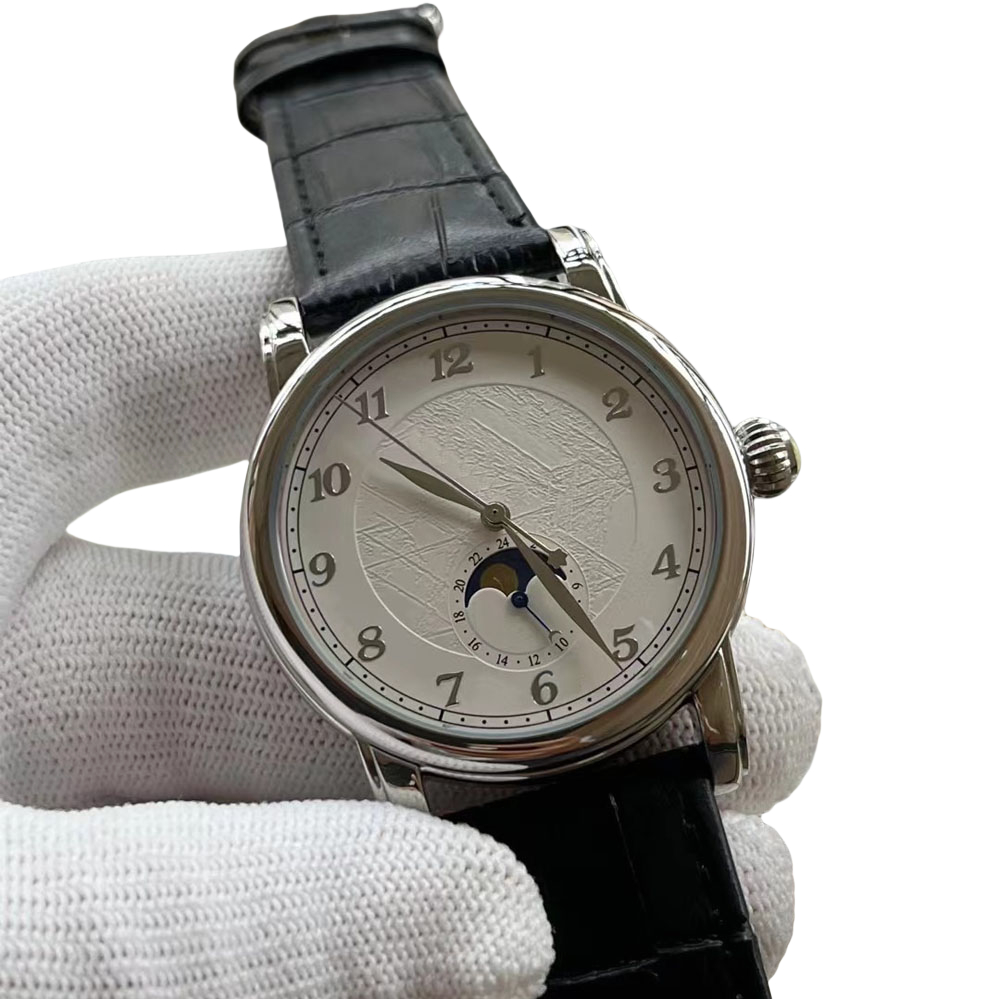 Montblan Star 42MM AUTOMATIC SUN AND MOON FUNCTION Men's Watches Classic and Elegant Design White Dial Wristwatches