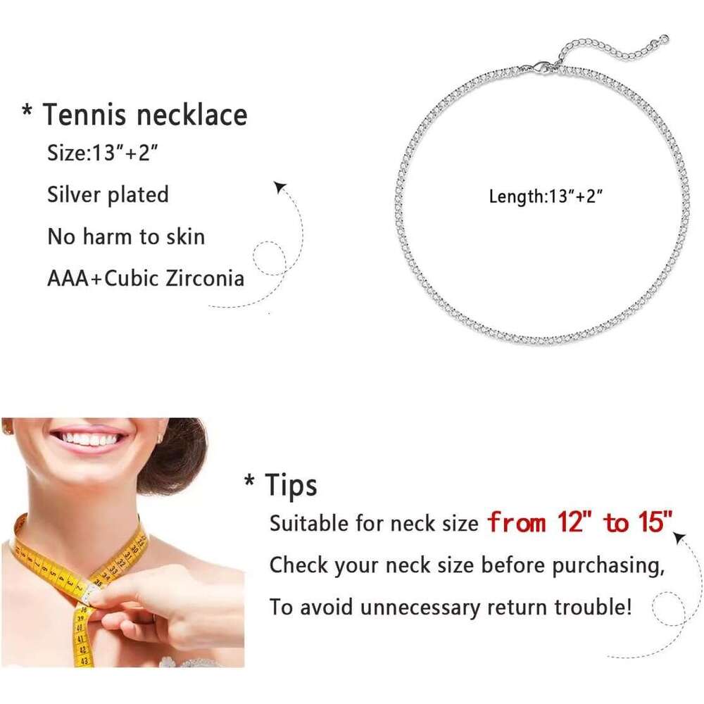 Tennis 14K gold-plated rhie butterfly necklace for women, exquisite zircon cut artificial chain 3mm