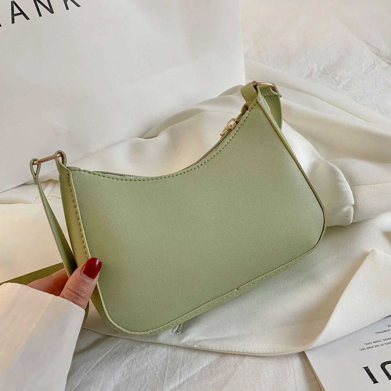 2024 New Womens Fashion Handbags Retro Solid Color PU Leather Shoulder Underarm Bag Casual Women Hobos HandbagsW251101