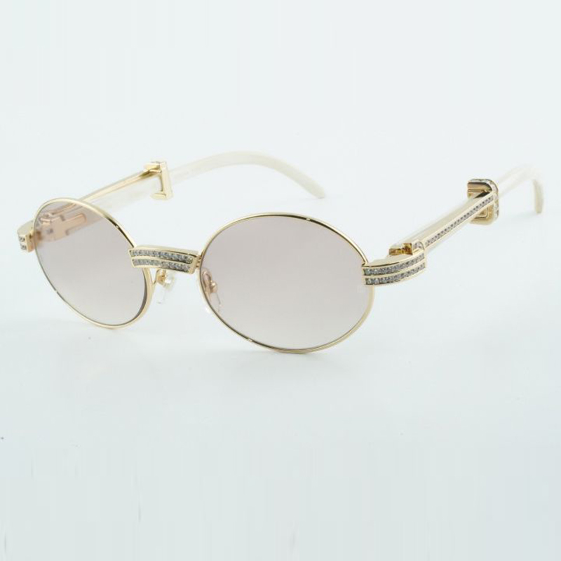 Designer casual round diamond 7550178 sunglasses white buffalo horn best sunglasses for men and women sunglasses 55-22-135mm