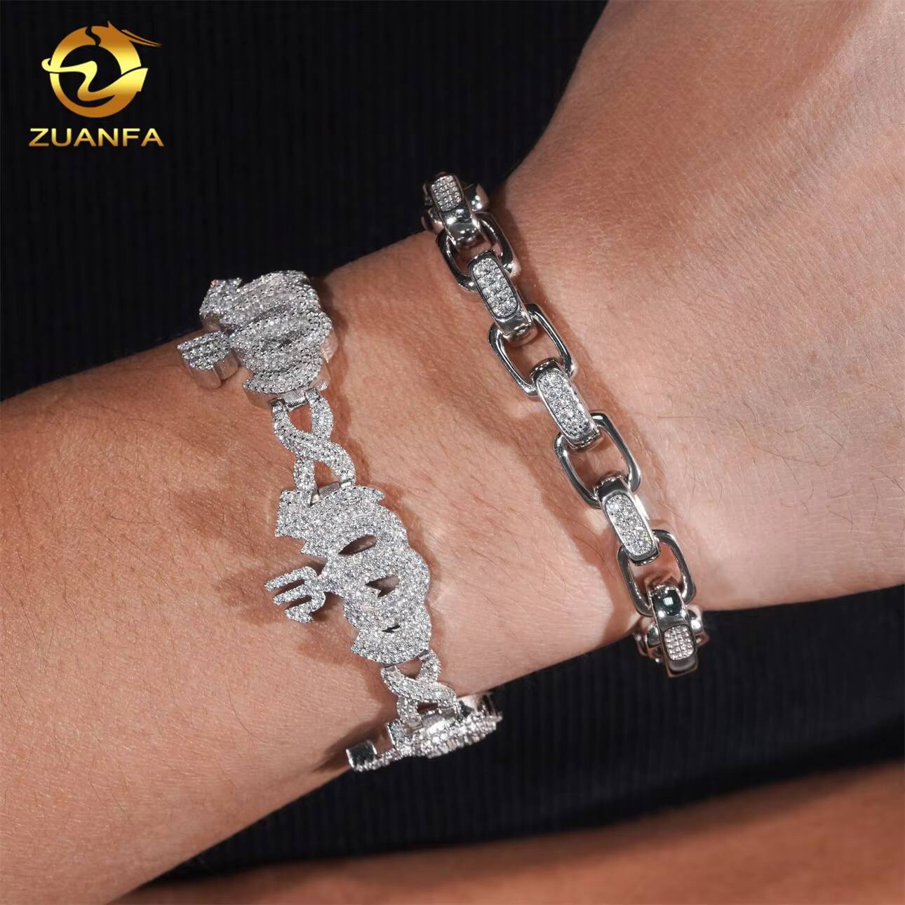 Hip Hop Jewelry Iced Out D Color VVS Moissanite Diamond Sterling Silver 925 Fashion Luxury Cuban Link Chain Bracelet