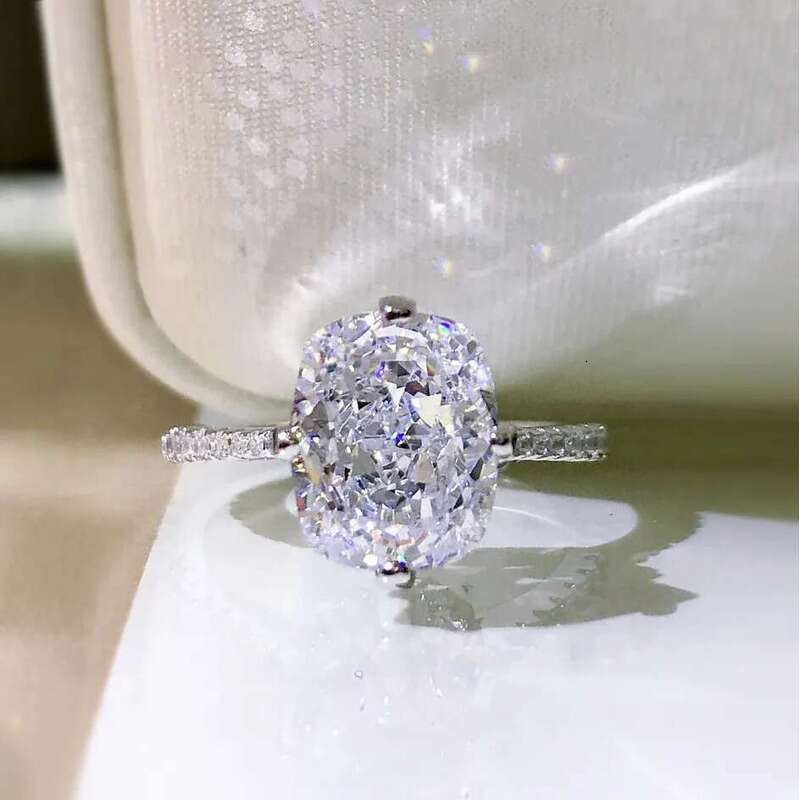 Cushion Cut 8*10mm Moissanite Dia Ring 100% Real sterg sier Party Wedding band Rings for Women Engagement Jewelry