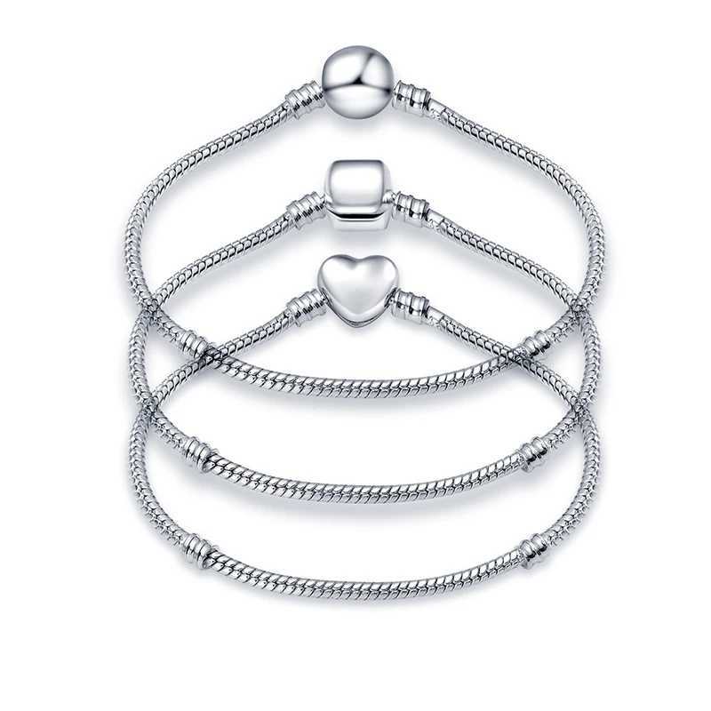 Original hot selling 925 silver bracelet 17cm to 21cm fashionable love bead snake chain bracelet DIY jewelry custom gift Y250329