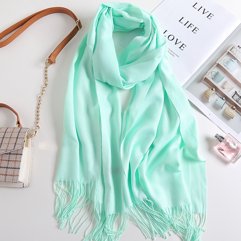 K275 2024 new solid color scarf European and American versatile men and women gift long scarf imitation cashmere tassel air conditioning large shawl w