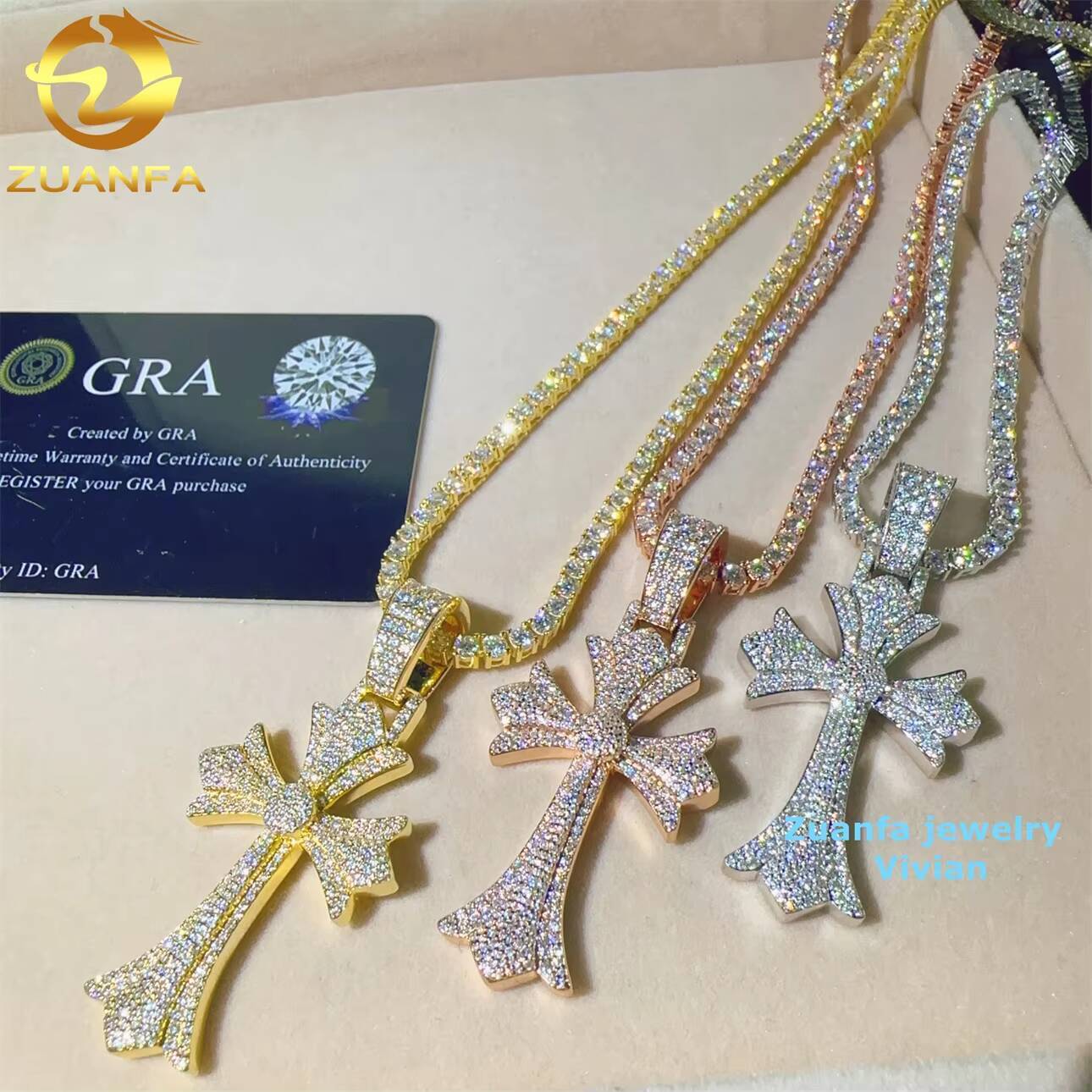 Pass Diamond Test Sterling Silver 925 Moissanite Pendant Men Hip Hop Iced Out Fashion Corss Moissanite Pendant