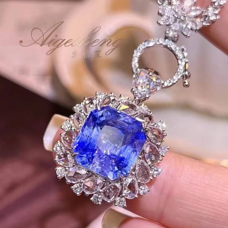 Aigesheng Jewelry Engagement Wedding Ring 18K Real Gold Natural Diamond and Natural Sapphire Ring for Women