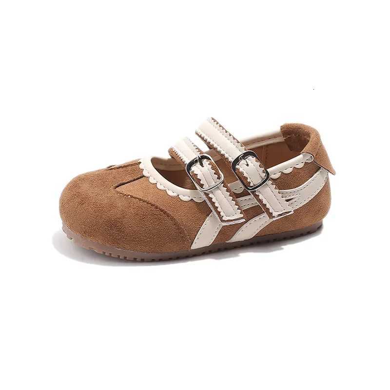 New Stripes Childrens Leather Shoes Spring Autumn Roundtoe Kids Causal Shoes Fashion Girls Solid Color Flat Suede Shoes 2334T251101