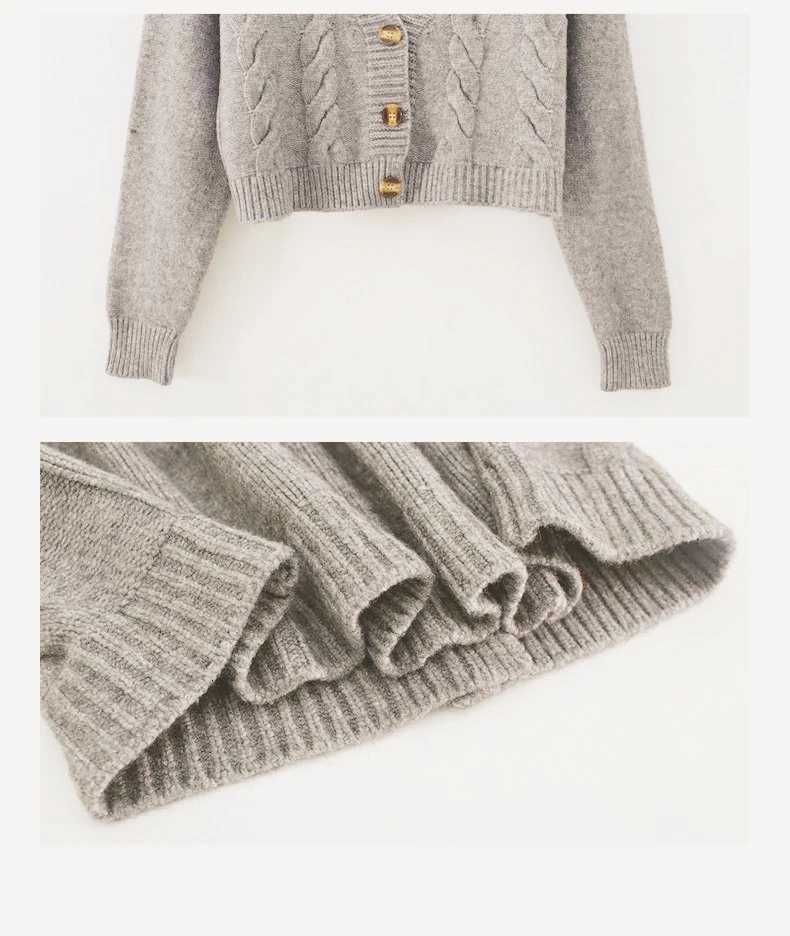 2025 New Women Sweaters V Neck Long Sleeve Short Cardigan Jumpers Knit Single Breasted Tops Slim Fit Solid Spliced ElegantT251101