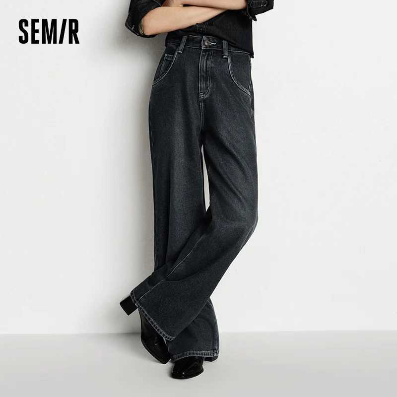 Semir Jeans Women Wide Leg Fleece Lined Comfortable High Waist Winter 2025 New FloorLength Pants with LegElongating Effect J251031