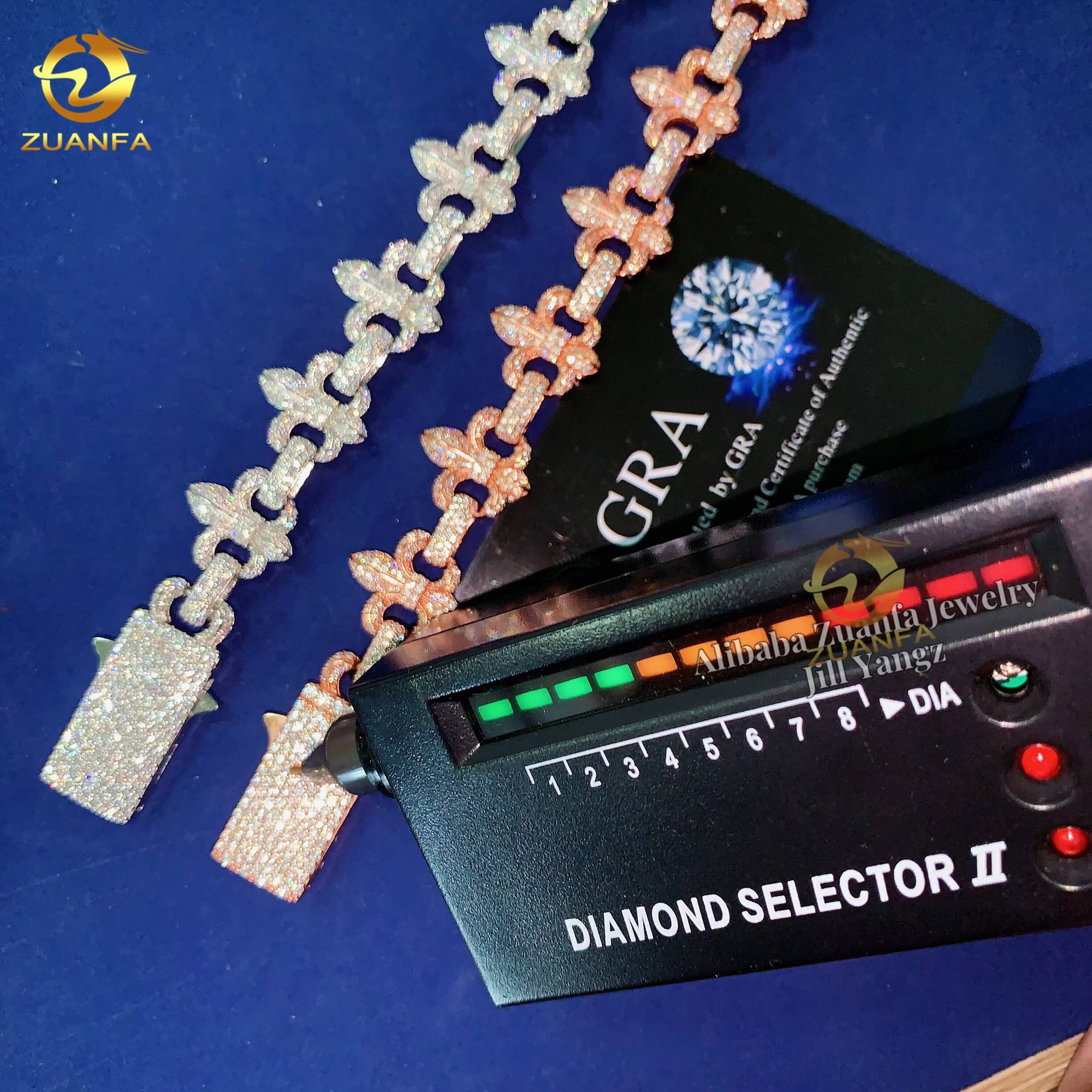 New Design Fancy Shape Moissanite Cuban Chain Heart Cross Bracelet Necklace Moissanite Bracelet Men