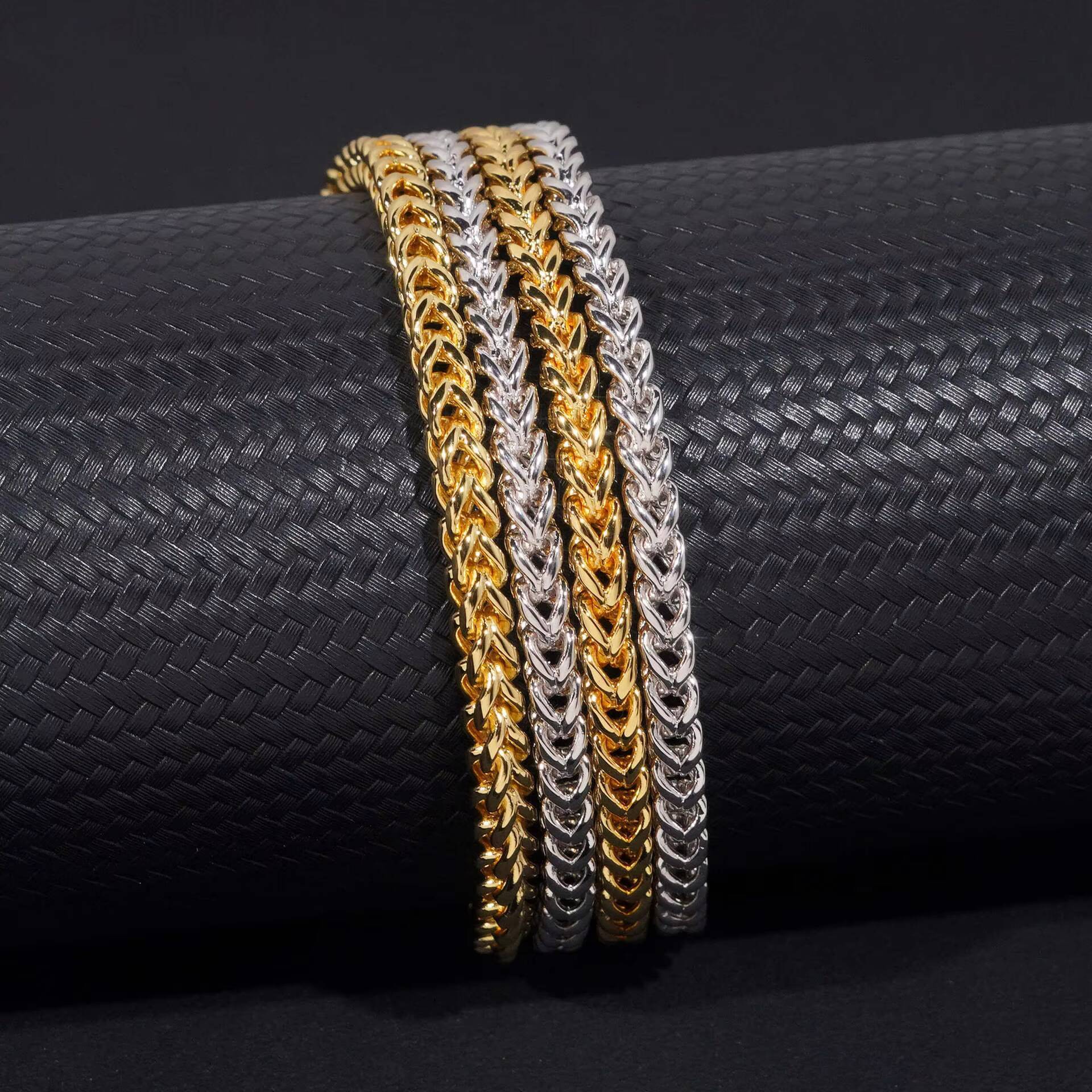 European American HipHop 4mm Stainless Steel Reversible Link Chain S925 Silver Moissanite Clasp Chokers Necklaces Gift