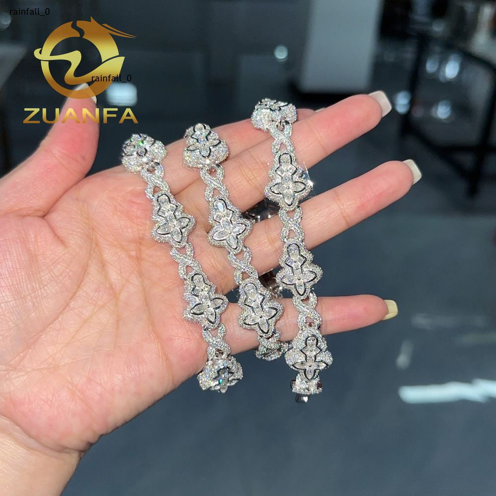 925 Silver Cuban Link Chain Moissanite Hip Hop Jewelry Iced Out Cross Cuban Chain Necklace With GRA Certificate