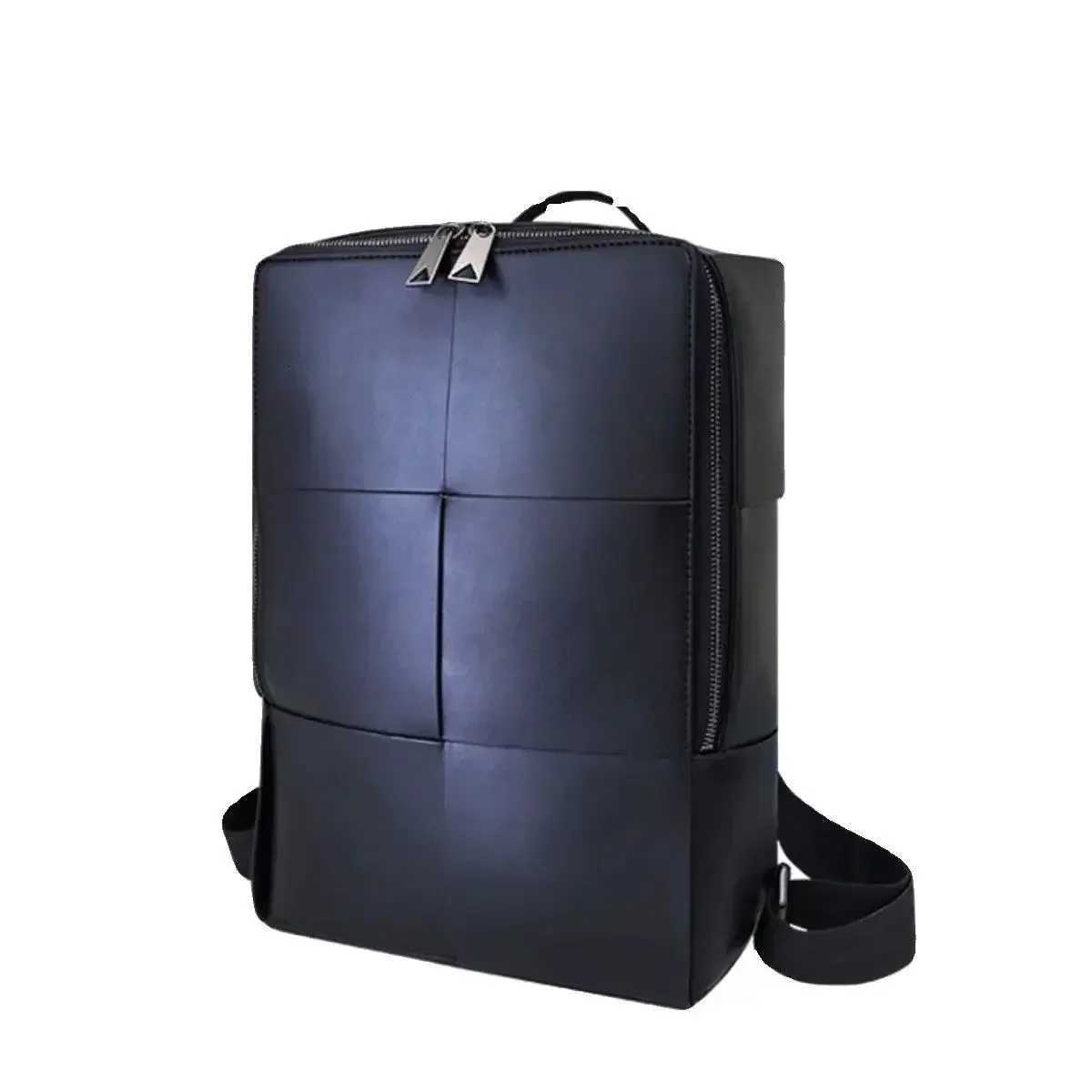 Genuine Leather Men Woven Backpacks Real Natural Leather Student Backpack Boy Luxury Weave Cputer Laptop Bag Y251101