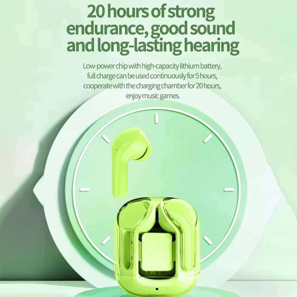 Air 31 TWS Wireless Earbuds BT 5.3 Stereo Sound LED Display Transparent Waterproof Headset Gaming Music for Hearing Aids jl