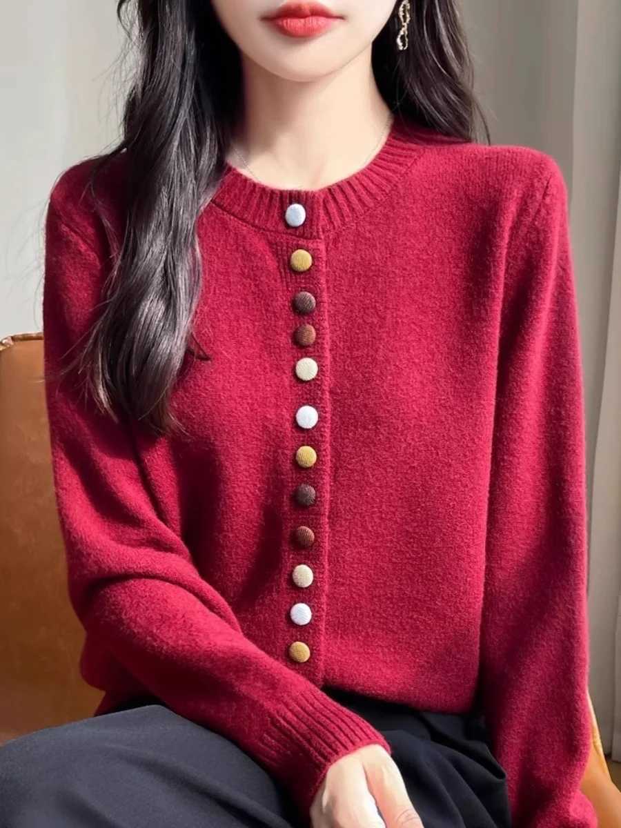 Women Cardigans Fashion Single Breasted Thick Warm Autumn Winter Knitted Sweater Oneck Long Sleeve Cardigans Bottoming ShirtsT251101