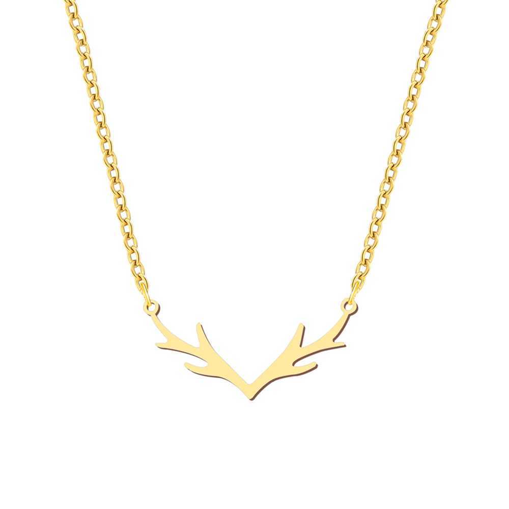 Stainless Steel Necklaces Exquisite Antlers Pendant Chain Choker Charm Fashion Necklace For Women Jewelry Christmas Party GiftC250407