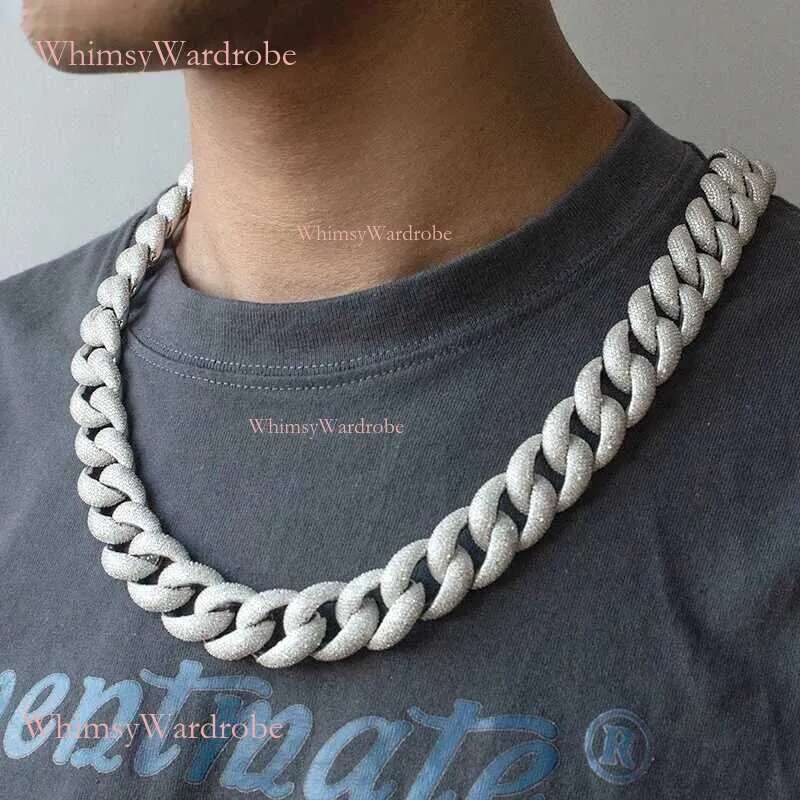 Pass the test20mm Moissanite Iced Out Dia Sterg Sier Necklace Miami Cuban k ChainFactory prices can be customized
