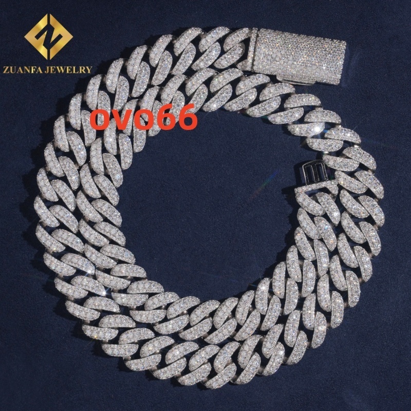 Trendy Style 925 Silver 15MM Miami Moissanite Lab Diamond Cuban Link Chain Custom Iced Out Hip Hop Necklace for Men Women