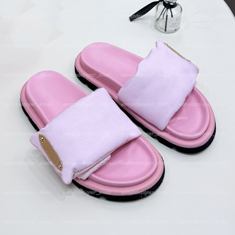 Women Pillow Slides Designer Sandals Summer Men Sliders Fashion Sandalen Prints Denim Beach Luxury Sandal Casual Footwear Slip On Size 35-45