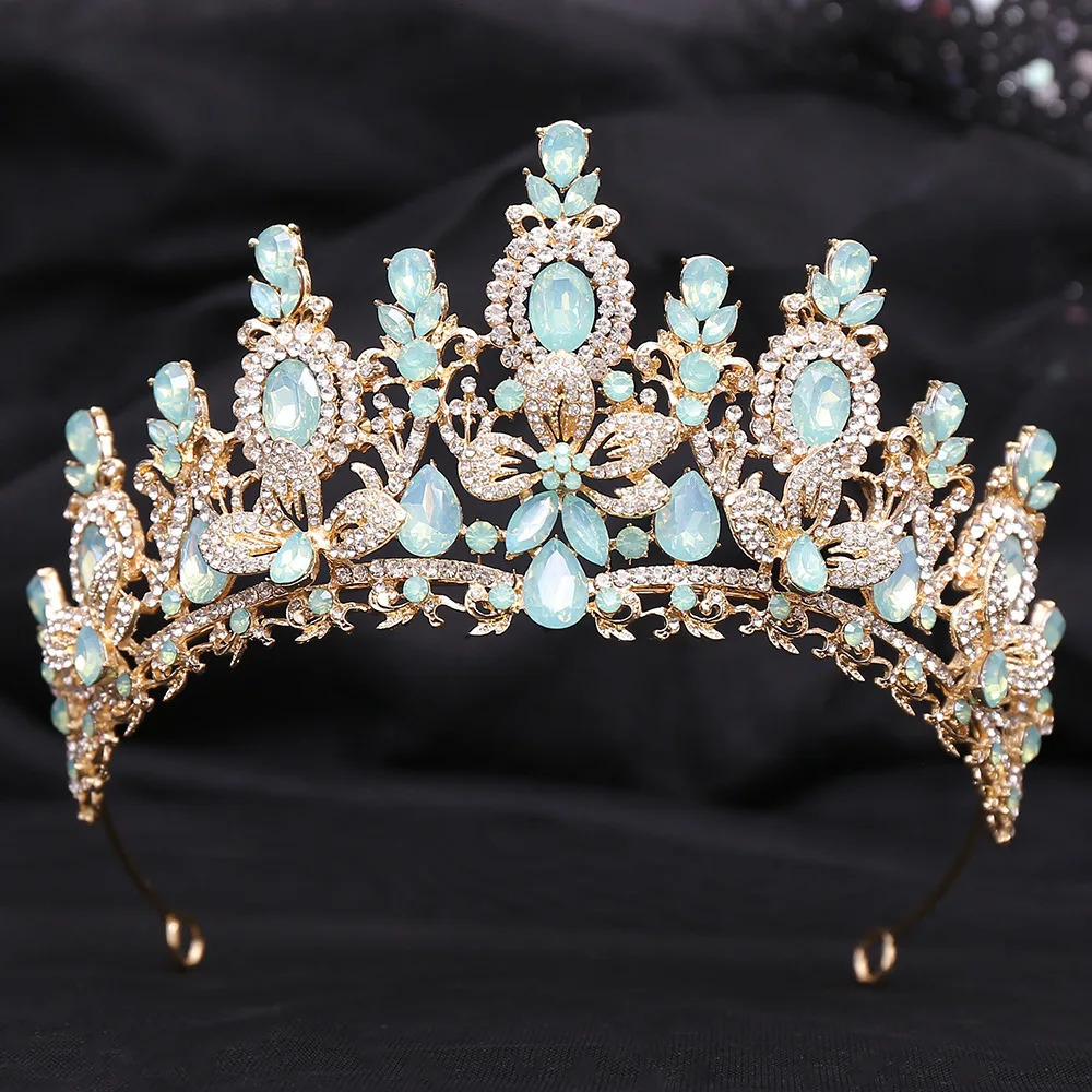 KMVEXO Baroque Water Drop Flower Crystal Opal Tiara For Women Wedding Girls Birthday Party Elegant Crown Hair Accessories250324