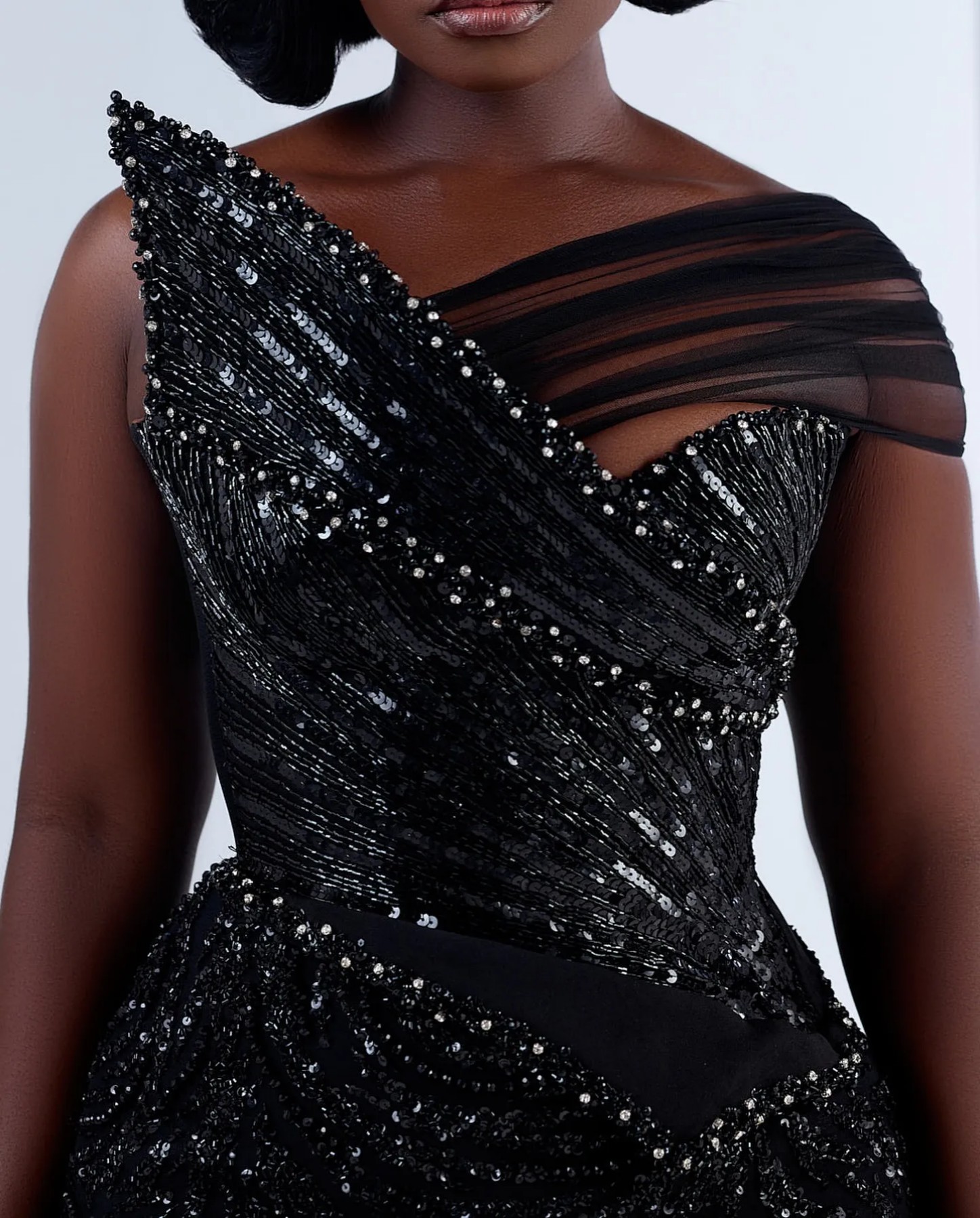 Black Mermaid Prom Dress Plus Size Lacefull Promdress Beaded One Shoulder Evening Formal Party Second Reception Birthday Engagement Gowns Dresses