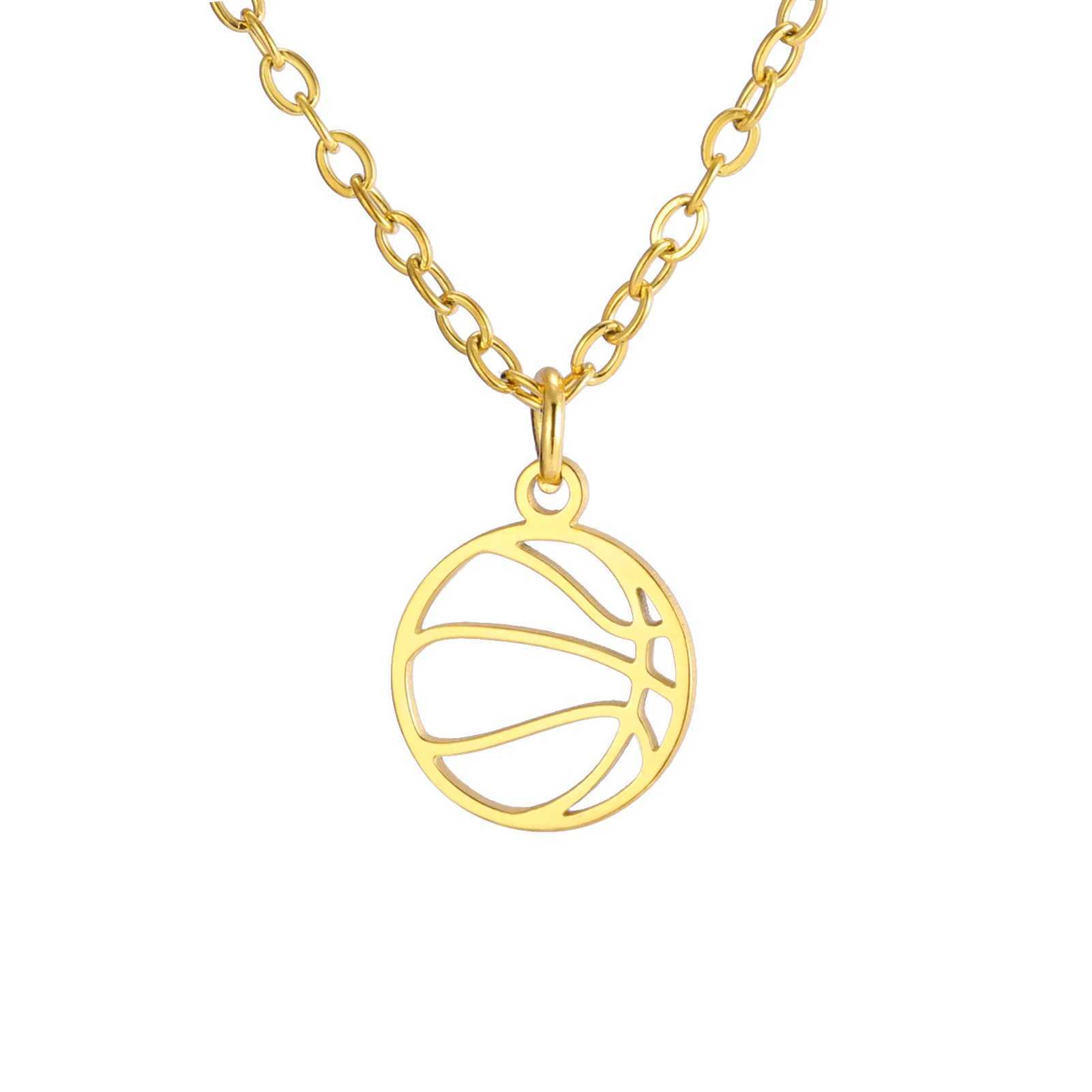 HIPEE Fashion Ball Necklace Stainless Steel Basketball Charm Pendant Necklaces For Women Men Sports Jewelry Party GiftsC250407