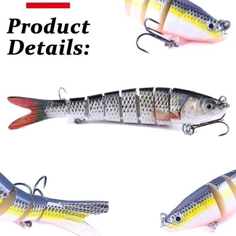 Multi Jointed Fishing Lure 10cm/12.4g Slow Sinking Bionic Segmented Bait Wobble Tackle for Freshwater Saltwater Pesca 5/3/1PcsZ250401