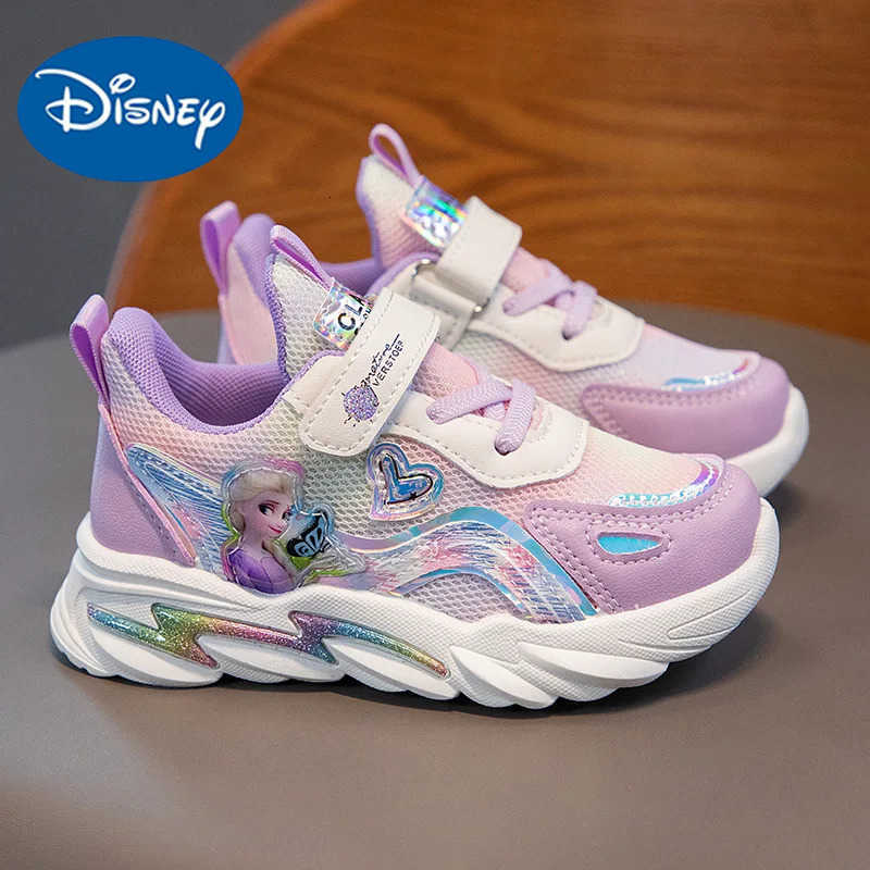 Disney Childrens Casual Shoes Girls Sneakers Mesh Priness Elsa Frozen Fashion Childrens Breathable Running Shoes Size 2138 H251101