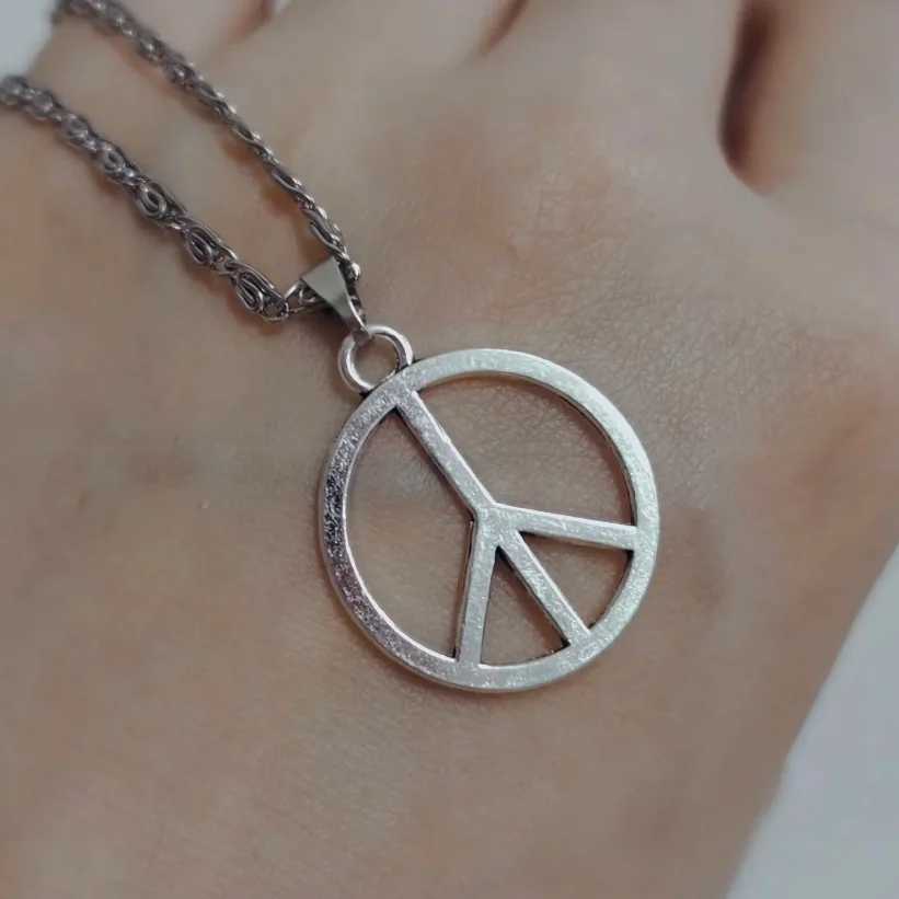 Peace Sign Necklace Hippie Stainless Steel Chain Necklace Gothic Jewelry GiftC250407