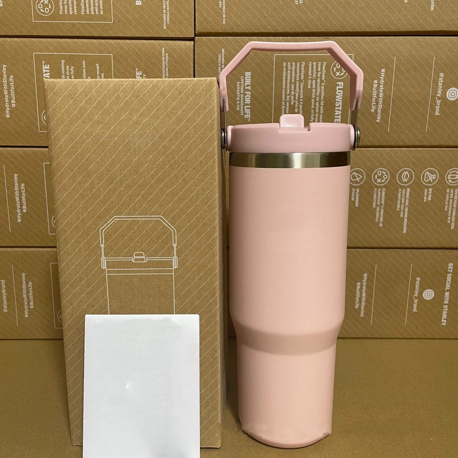 DHL Water Bottles 30oz Cups Heat Preservation Neon Pink Red Stainless Steel Tumblers Large Capacity Travel Car Mugs Reusable Leakproof Flip Cups