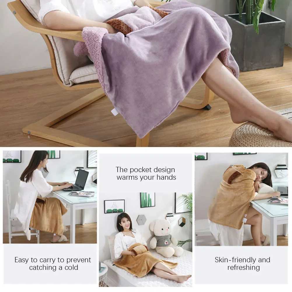 Heated Blanket Portable Electric USB Heated Throw Blanket Soft Flannel Winter Laps Blanket for OfficeDesk X251101