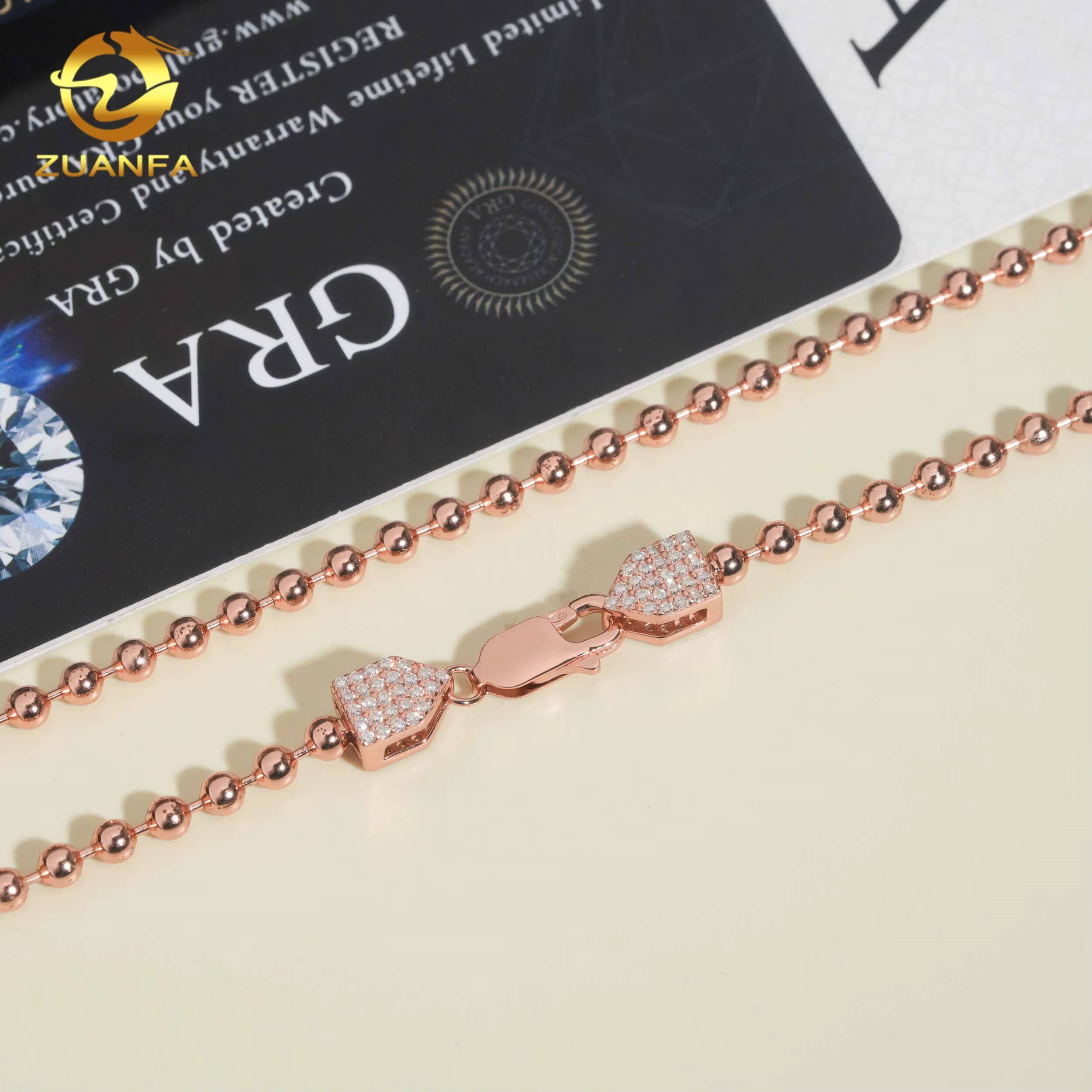 3mm Ball Chain 925 Silver Cuban Link with Moissanite Clasp Hip Hop Jewelry Iced Out Cuban Link Chain Ball Chain Pass Tester