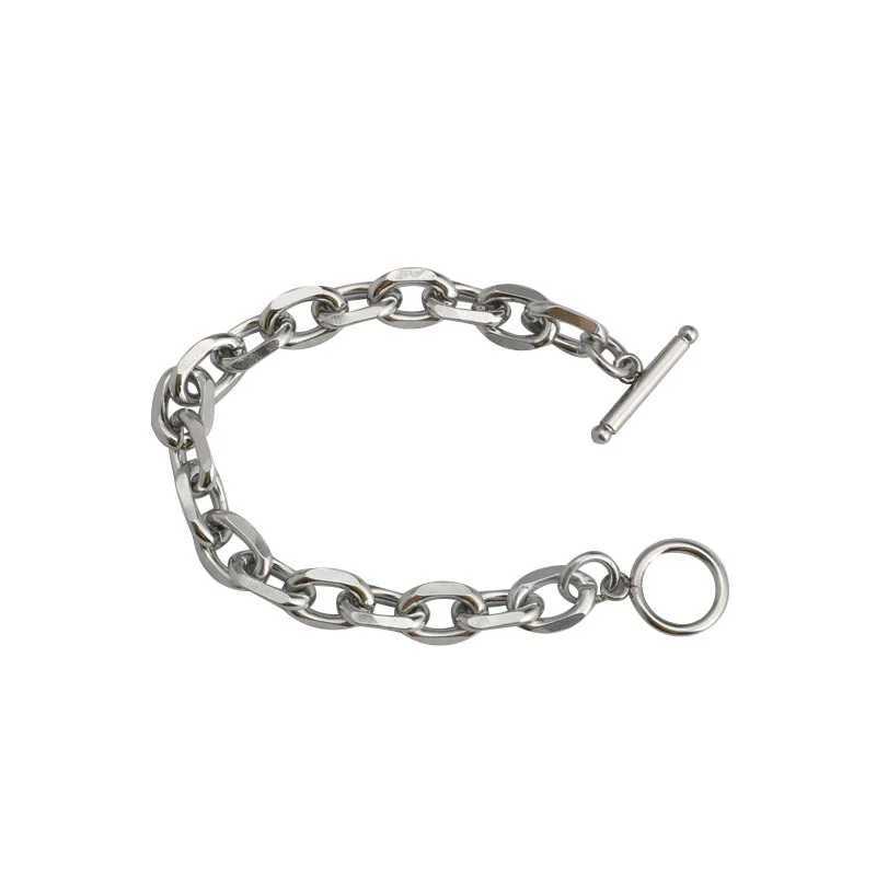 Fashion Corner O-Buckle Bracelet Simple Hip Hop Trend Stainless Steel Bracelet Hot Selling Y250329