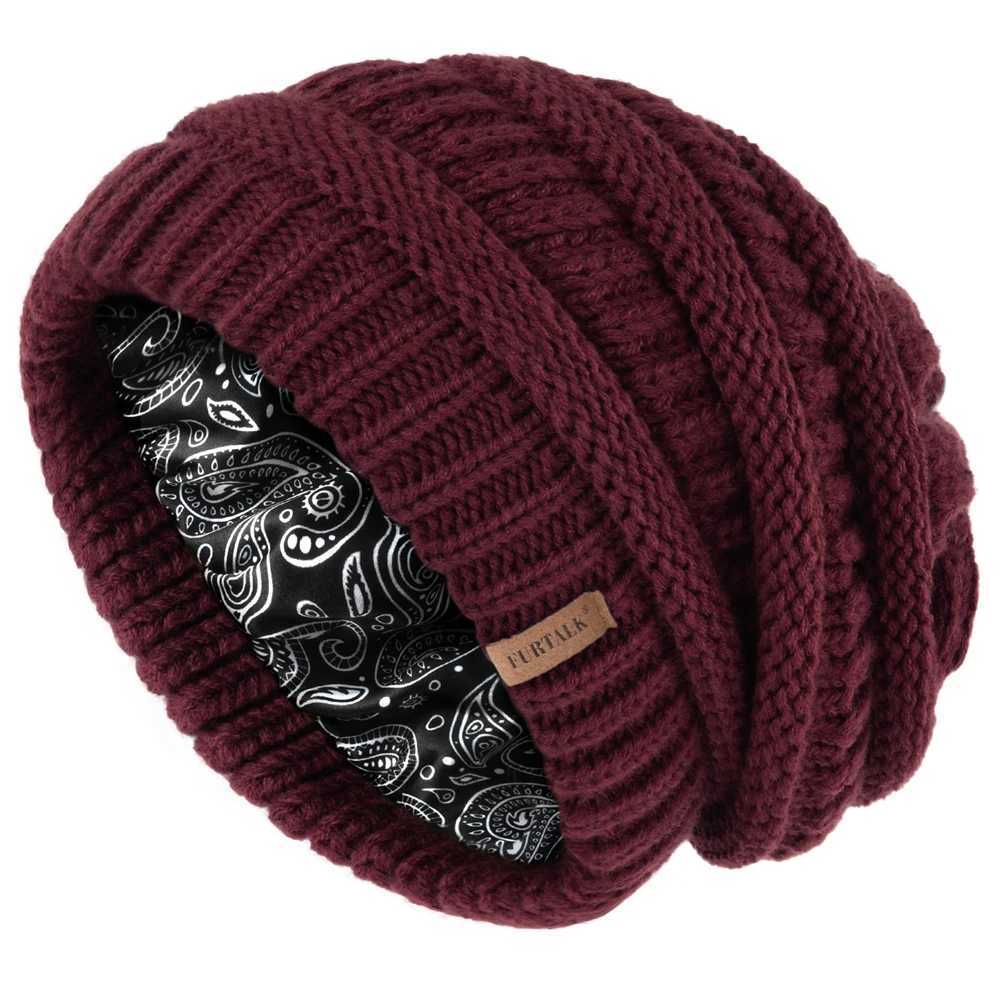 FURTALK Winter Beanie Hat for Women Satin Lined Cable Knit Chunky Slouchy Beanies Skull Warm CapXJ251101