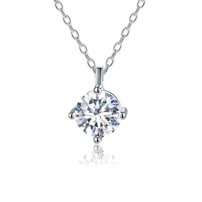 Low Price Real 925 Silver 18K White Gold Plate Gra Certificate 1CT Stone Moissanite Pendant Necklace Wedding Jewelry for Women