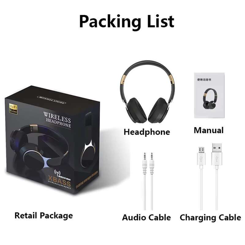 Wireless BT 5.0 Headset Foldable Stereo Adjustable Earphones Headphones With Mic for Phone Pc TV Xiaomi Huawei