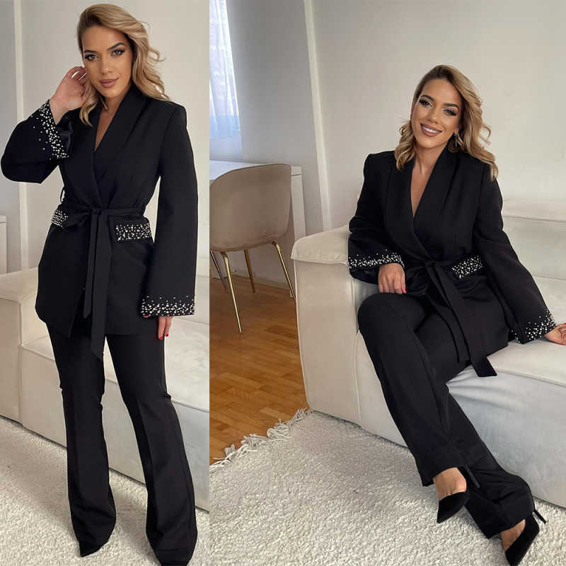 Formal Mother Of The Birde Pants Suits Beading Office Ladies Business Wear Prom Birthday Party Customized 2 Pieces