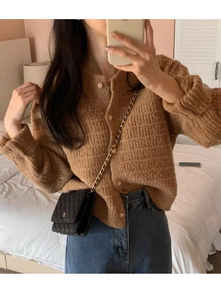 New Fashion Long Sleeve Knitted Cardigan Coat Women Autumn Winter Botton Knittes Women Sweaters Elegant Winter ClothesT251101