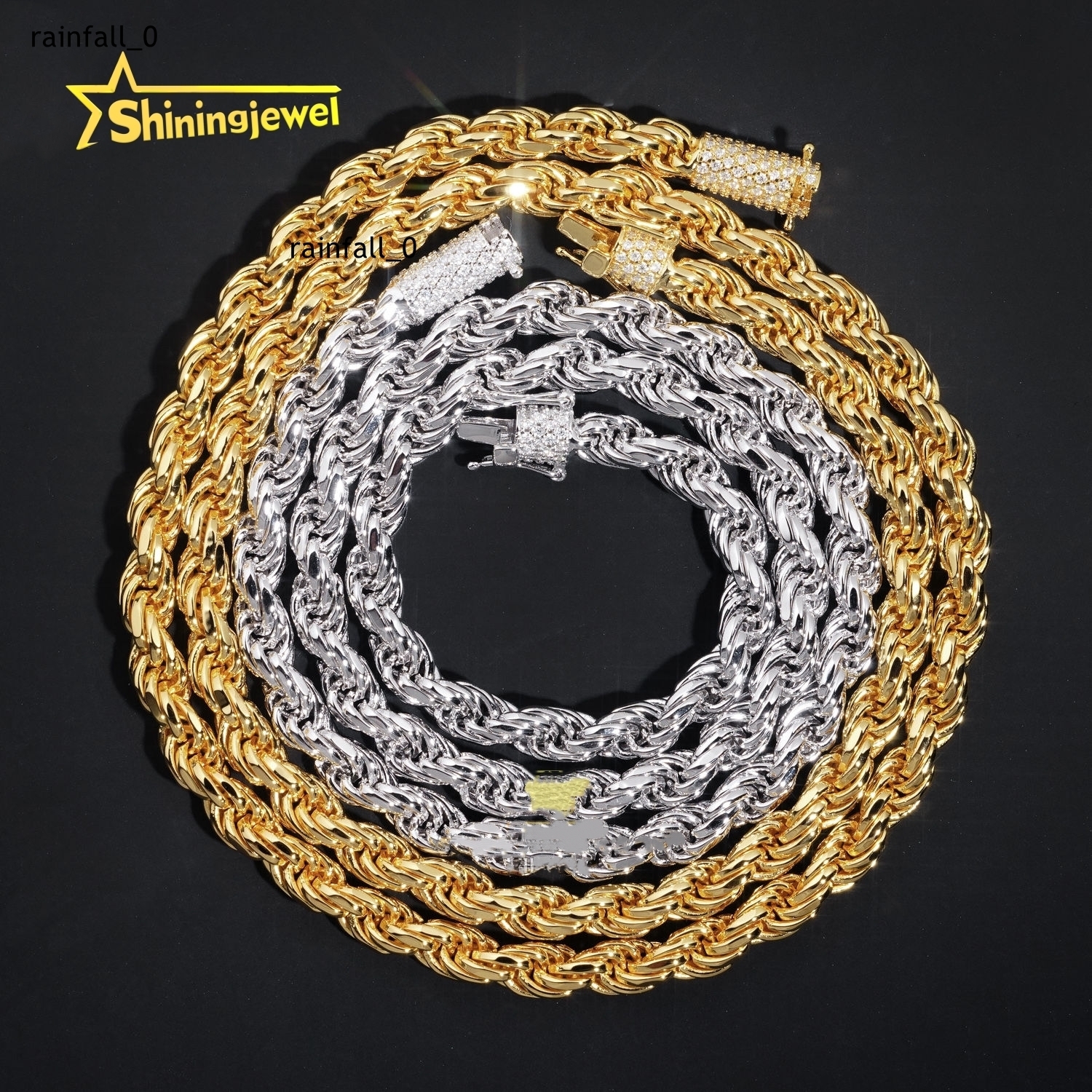Real Gold Plated 6mm Pass Diamond Tester Stainless Steel Moissanite Rope Chain Cadena Not Tarnish