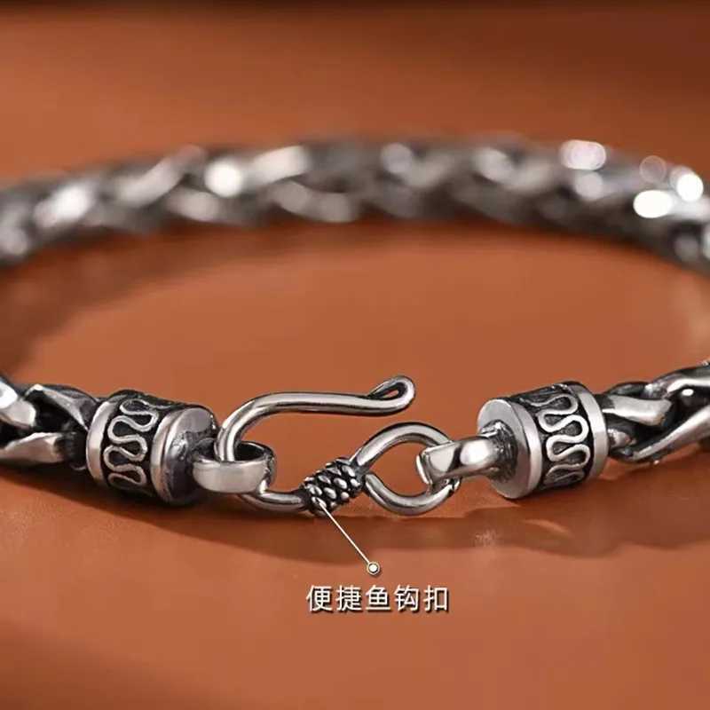Classic Fashion Dragon Bone Bracelet Fish Hook Classic Mens High Quality Silver Plated Bracelet Maletrend Party Jewelry Y250329