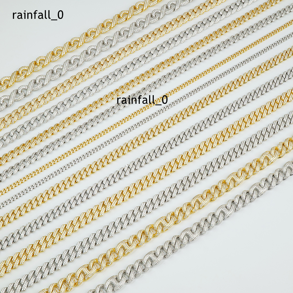 Custom 624mm Men Micro Luxury Fine Jewelry Necklaces Set Vvs1 Moissanite Hiphop Miami Cuban Link Chain in Sterling Silver 925