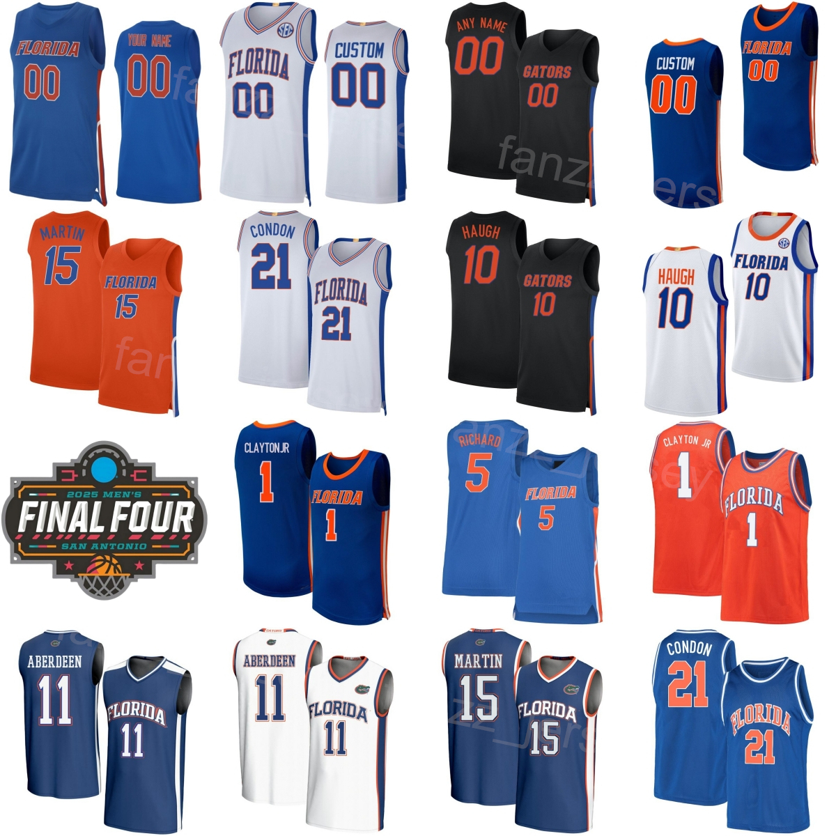 Printed Basketball College 2025 Finals Four Jerseys 2026 Walter Clayton Jr 1 Alex Condon 21 Thomas Haugh 10 Denzel Aberdeen 11 Rueben Chinyelu 9 Woman Man Kids FG