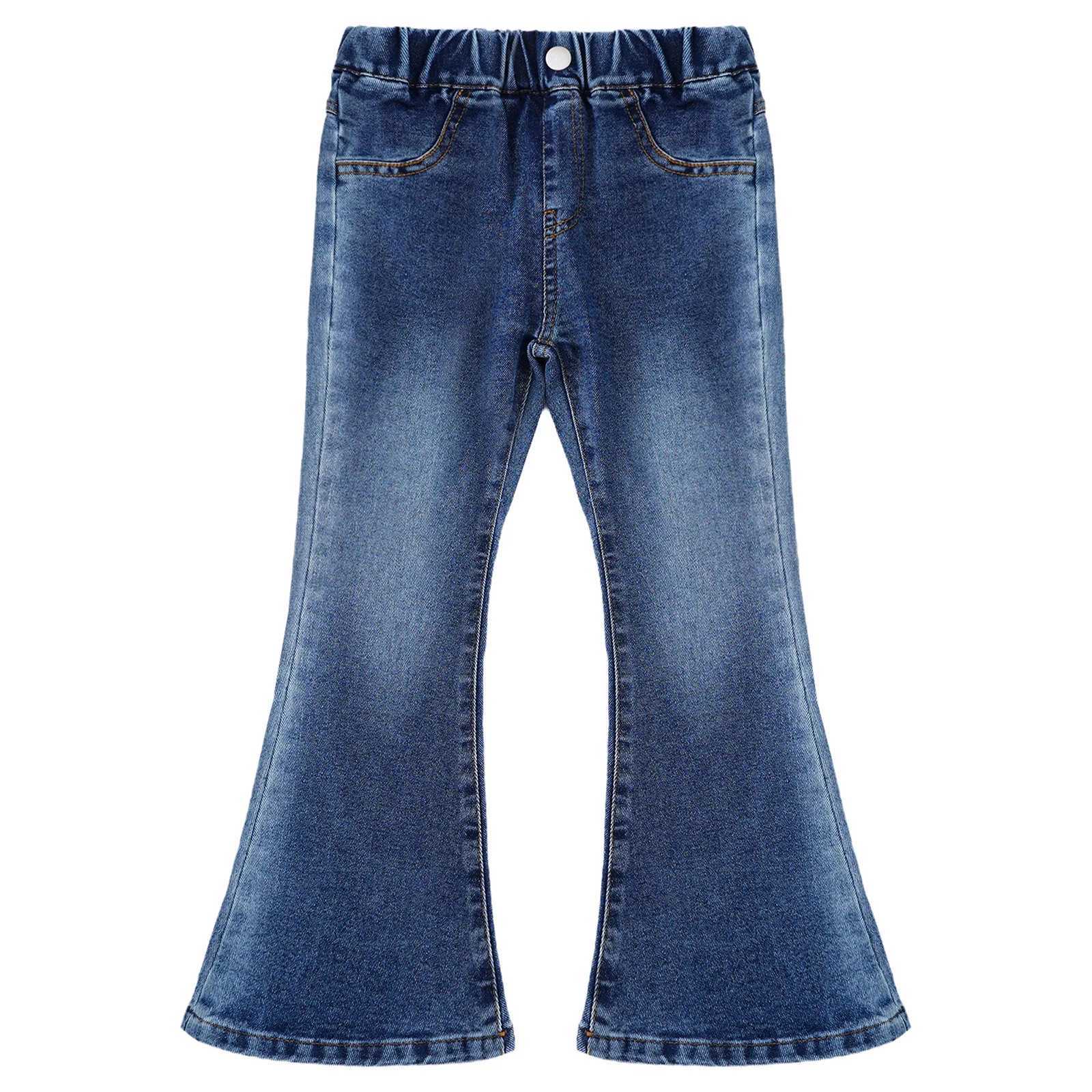 Kids Cowgirl Cute Flare Bootcut Jeans Bell Bottoms Slim Fit Jeans for Girls Casual Denim Long Pants Trousers Streetwear Pants J251031